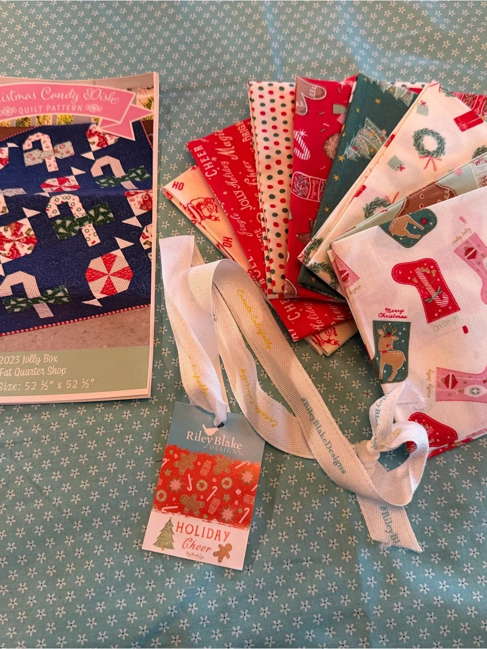 Pattern & 8 Pc Fat Quarter Bundle 2023 Jolly Box Holiday Cheer-Christmas Candy